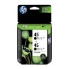 HP #45 Black Ink Twin Pack